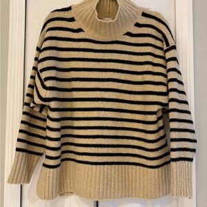 a new day Beige and Black Striped Cowl Neck Sweater